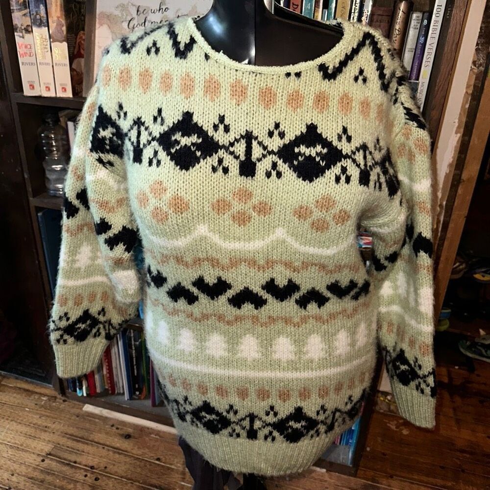 Anthropologie green Northern Isle chunky thick XS sweater